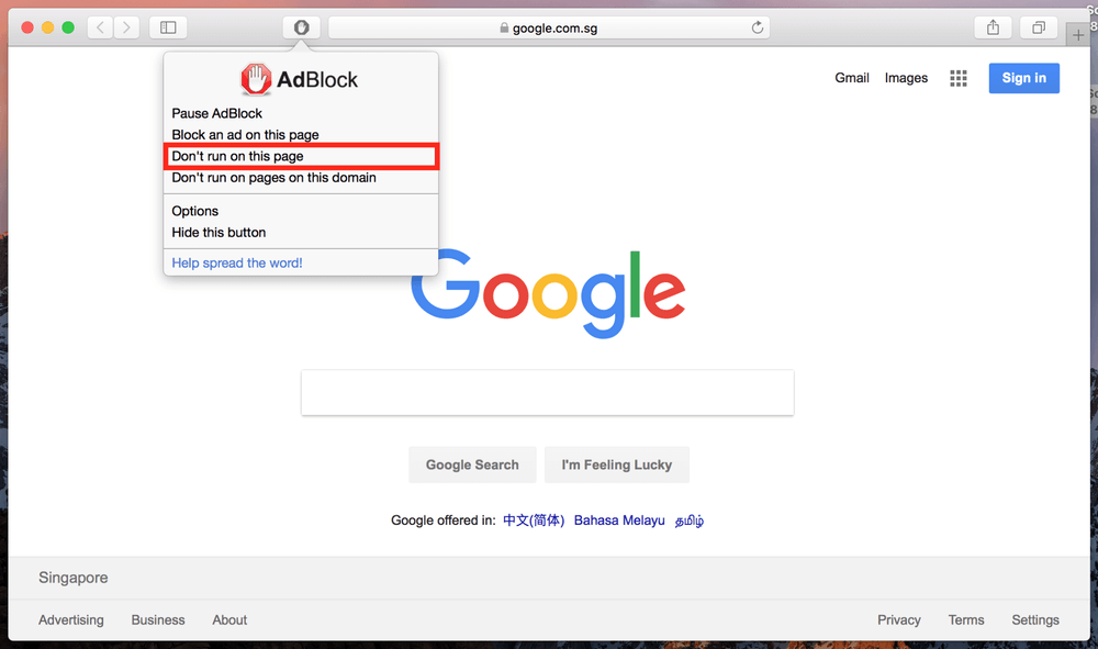 come disattivare adblock safari